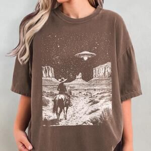 Ufo Cowboy Shirt - Retro Western S T-Shirt, Rodeo Graphic Tee